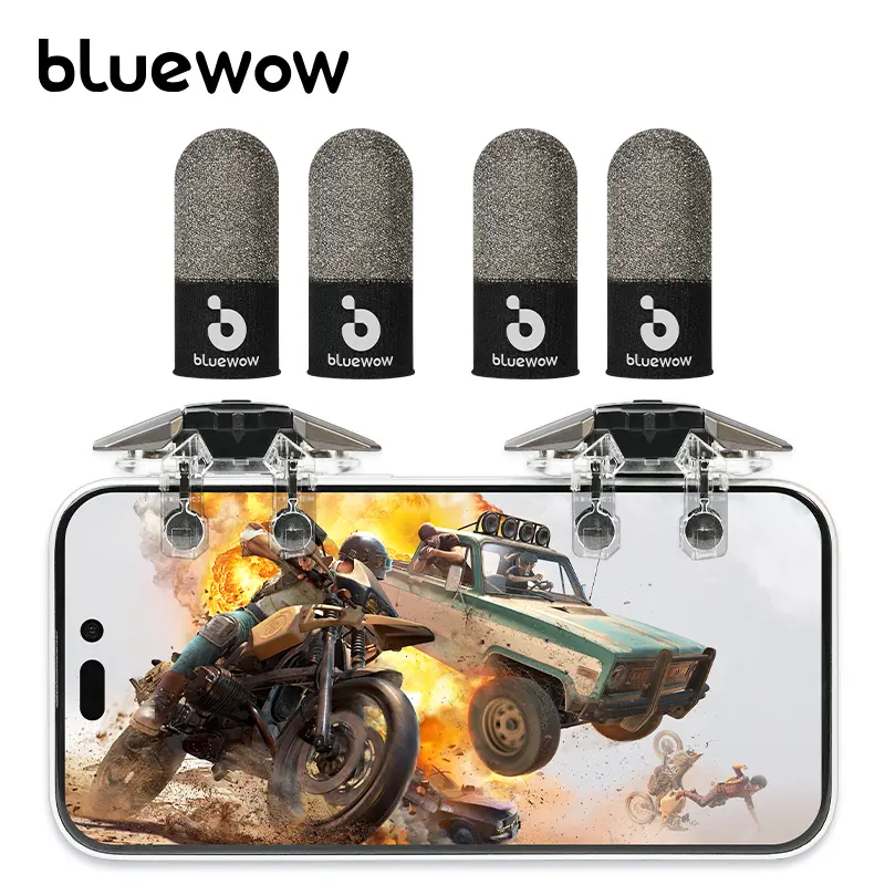 BlueWow Ambidextrous Portable Gaming Controller Triggers - Smartphone Mobile Tech Accessories for iPhone/Android, Enhanced Grip Stability, Thumb Grips for FPS Games, Boosts CODM & Freefire Performance