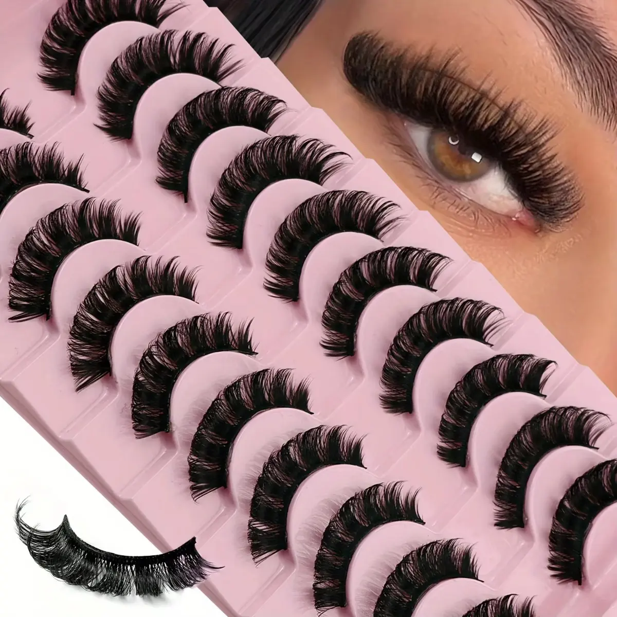 10 Pairs of Soft, Curled, Thick, Long, And Non-Irritating Volumized False Eyelashes That Can Be Reuse, Instantly Enhancing Your Appearance, Volume Fluffy Lashes