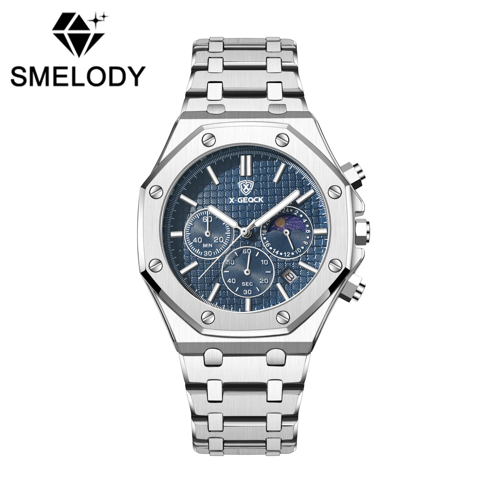 Men's Analog Watch, Modern Design with Polygonal Face, Luminous Chronograph, Waterproof for Everyday Use, Chronograph Helps Track Quick Tasks