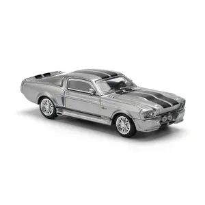 Poprace 1/64 1967 SHELBY MUSTANG GT500 GREY BLACK Diecast Scale Model Car