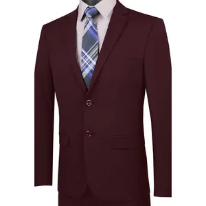 Mens Ultra Slim Fit Stretch Suit in Burgundy