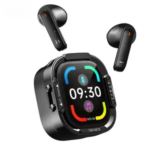 HTC NE70 Wireless Bluetooth Earbuds with Microphones, AI Translator, 30-Hour Battery Life, Full HD LCD Display, Audio Enhancement, Noise Cancellation, Stable Connection