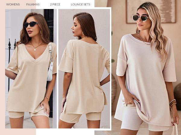 EKOUAER Spring Women's Two-Piece Pajama Set Summer Casual Oversized V Neck Split Hem Shirts & Shorts Minimalist Lounge Wear Soft Viscose Fabric Comfy Homewear Cozy Pjs For Everybody S-2XL lightweightruns small EKOUAER Spring Women's Two-Piece Pajama Set Summer Casual Oversized V Neck Split Hem Shirts & Shorts Minimalist Lounge Wear Soft Viscose Fabric Comfy Homewear Cozy Pjs For Everybody S-2XL lightweightruns small