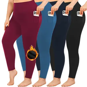 4 Pack Fleece Lined Leggings Women High Waisted Warm Winter Yoga Pants for Women Thermal Running Workout Leggings