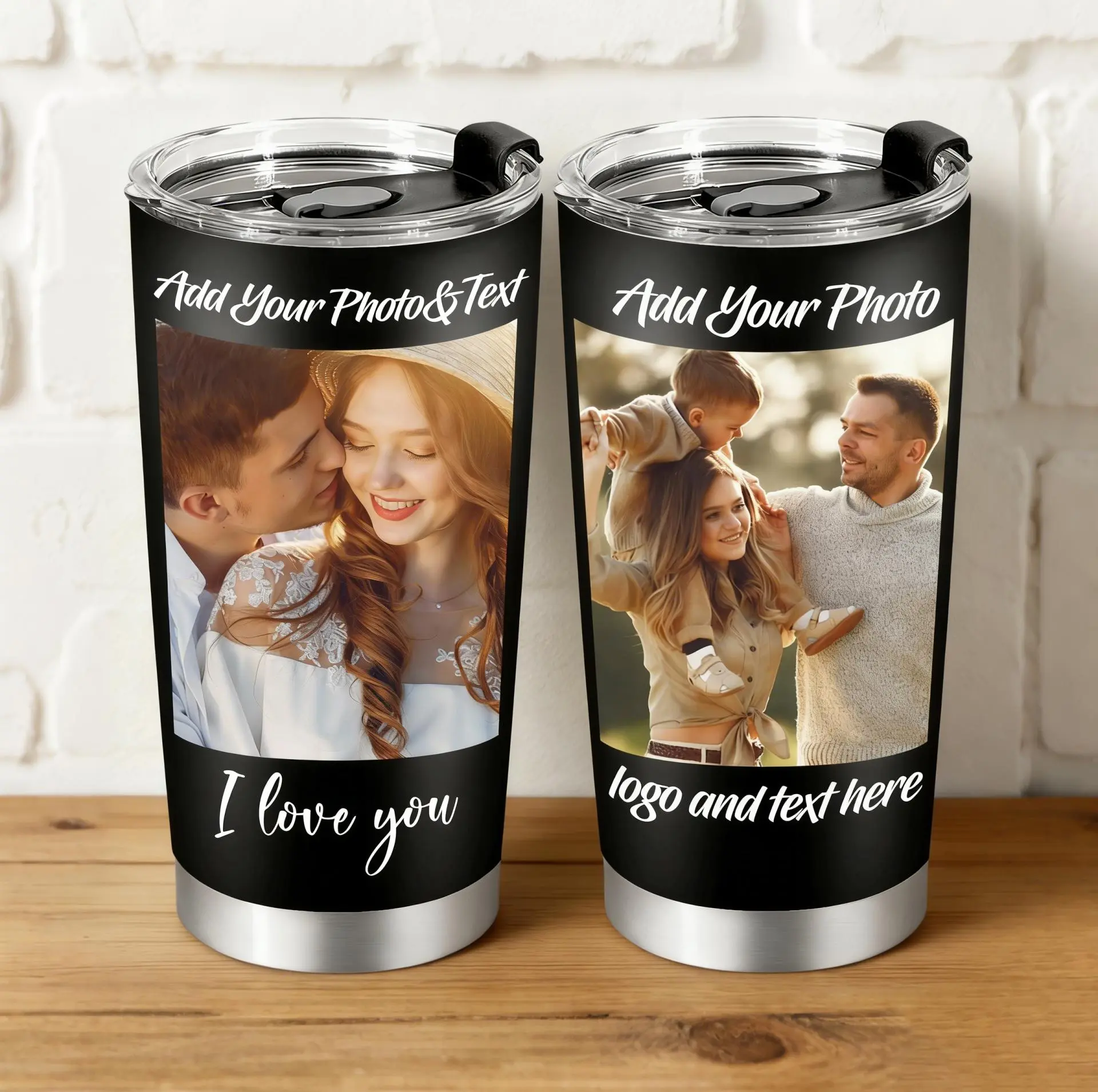 20oz Stainless Steel Insulated Portable Tumbler - Customizable Water Bottle (500-1000ml) with Personalized Photo Print, Lid Included, Ideal for Fathers, Coworkers as Father’s Day, Birthday Gifts