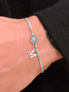 Men's Silver Color Initial Saint Benedict Bracelet, Vintage Stainless Steel Chain, Vintage Style, All Seasons Wear