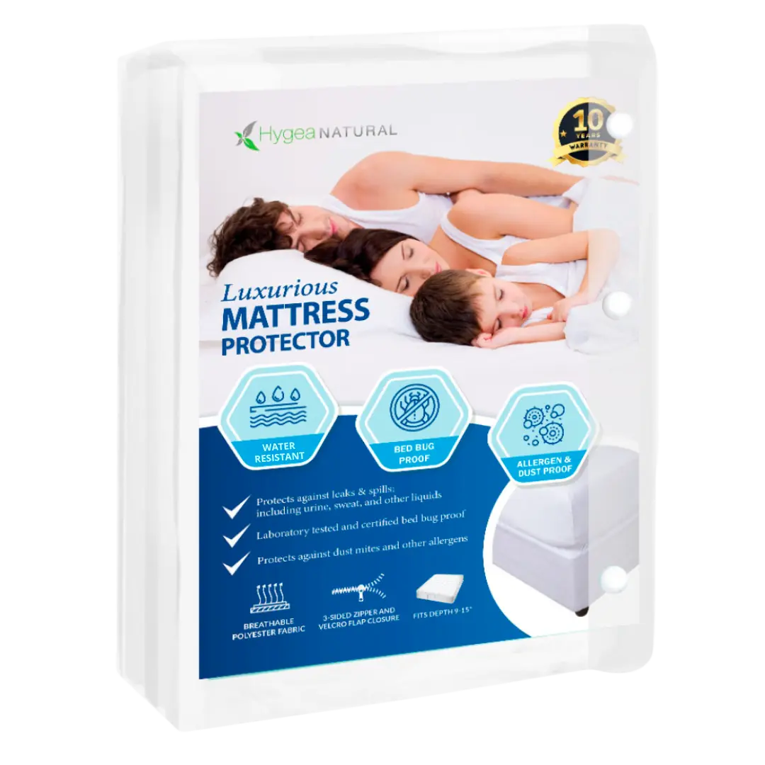 Hygas Natural Luxurious Mattress Encasement - Water Resistant, Bed Bug Protection, and Mold & Mildew Prevention