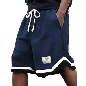 Plus Size Men's Waffle Knit Shorts - Elastic Drawstring Waist Casual Summer Shorts with Stretch, Breathable Soft Fabric, Solid Color Versatile Plus Size Men's Shorts Gray Mens Tropical SpringStatements, summer outfits,guys gifts,shorts for summer