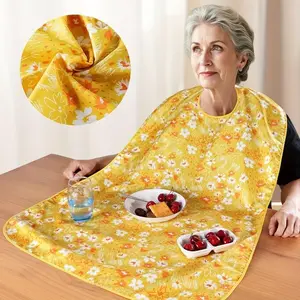Adult Protective Bib, Extra Large 42x28 in Floral Print, Lightweight & Easy-Clean Medical-Grade Accessory for Senior Care