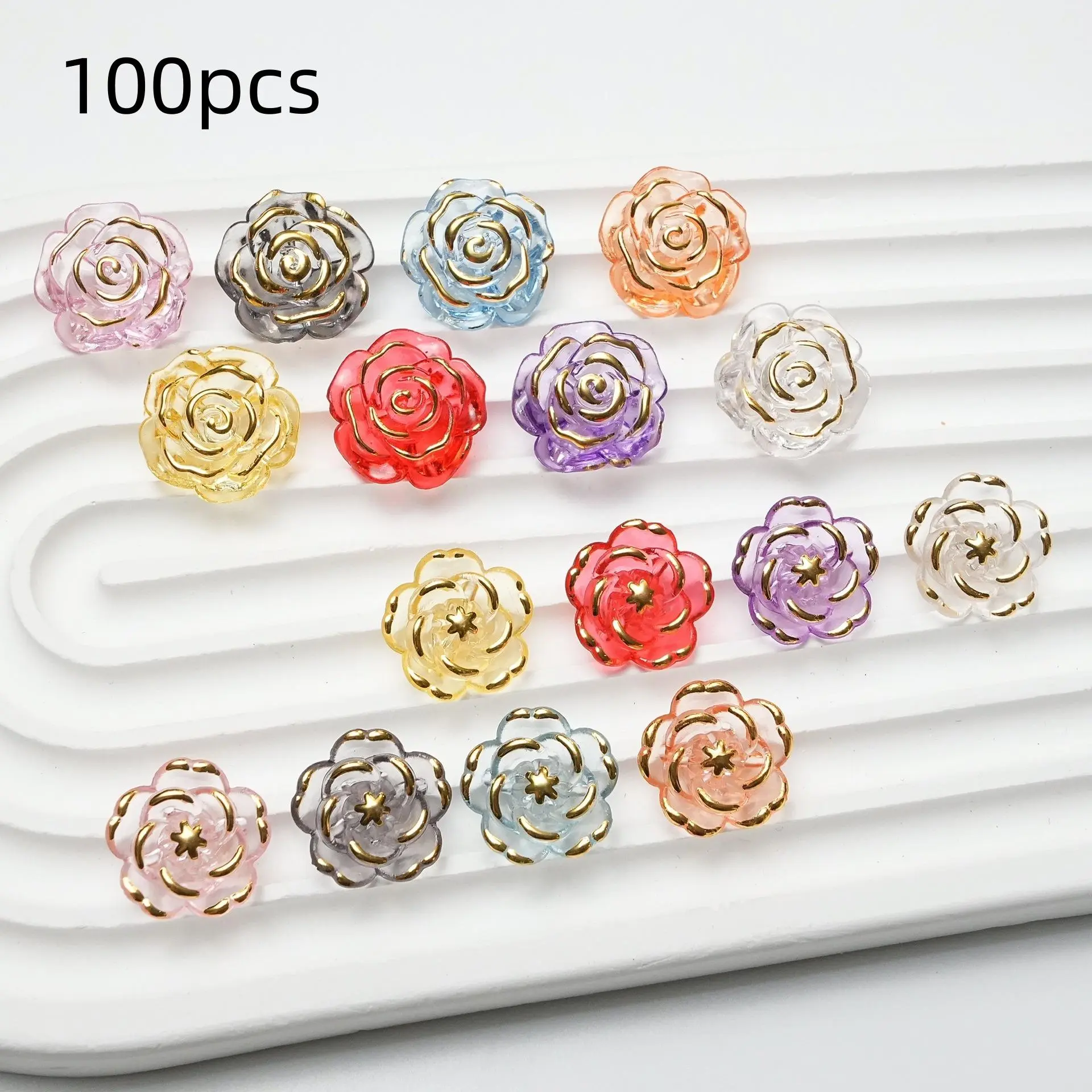 100pcs Acrylic Rose Beads Baroque Style Romantic Aesthetic Transparent Peony Beads for Jewelry Making Supplies, DIY Earrings Bracelets Keychains Gifts, DIY Beading Accessories, Bulk Beads