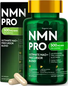 NMN 500mg Supplement - 6-in-1 Acid-Resistant Vegan Pills Complex with NAD, Resveratrol, TMG, Apigenin, PQQ, Black Pepper Extract - NMNH Alternative, Third-Party Tested, 30 Servings