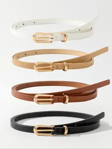 Women's Classic Solid Color Simple Skinny Belt, Fashion PU Buckle Belt for Jeans Pants, Fashion Waistband for Party, Daily Clothing Decor, Trendy All-match & Exquisite Belt for Birthday Gift, Casual Dress Belt