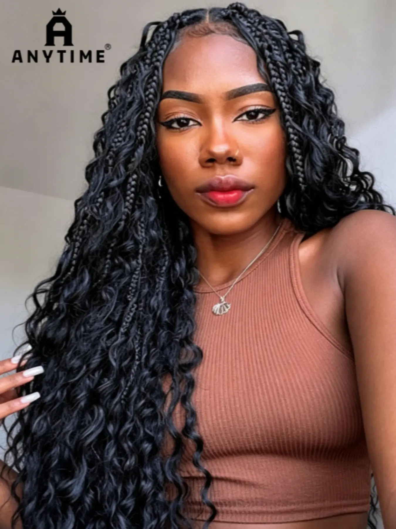 32-Inch Bohemian Braided Wig, Synthetic Lace Wigs, Boho Style Wigs, Full Lace Braided Cap, Handmade Lace Braids, Elegant Texture, Easy to Wear, Suitable for Women