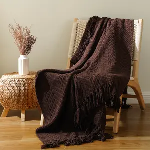 【Mother's day Gift】Battilo I Chenille Knitted Blanket for Bed, Spring Neutral Throw Blanket for Sofa Home Decor