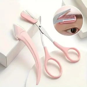 Eyebrow Trimmer & Eyebrow Scissors with Comb, 3 Counts/set Stainless Steel Eyebrow Shaping Tool, Eyebrow Trimming Kit for Beginners, Eyebrow Styling Kit, Beauty & Personal Care Product