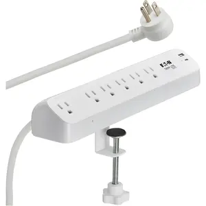 Eaton Tripp Lite Series Desk Clamp Power Strip Surge Protector, 6-Outlets, USB-A & USB-C Charging Ports, 900 Joules, 6ft Flat Extension Cord, Lifetime Manufacturer's Warranty (TLP66UCLAMP)
