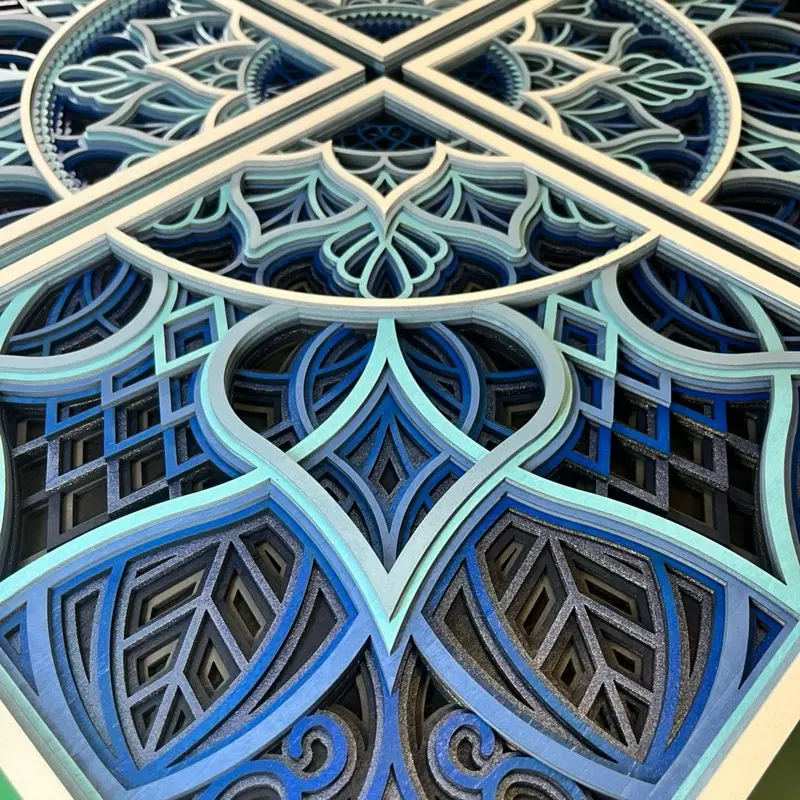 Hypnotic Sacred Geometry Mandala Wall Art – Laser Engraved Wooden Decor