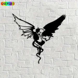 1pc Caduceus Angel Metal Wall Art,Caduceus Angel Statue Mural, Ideal Gift for New Year, Christmas, Mythology Decor Enthusiasts, Rust-Resistant Metal Wall Decor Wall Sculptures, Perfect for Indoor Wall & Outdoor Fence Mythology Art Enthusiasts