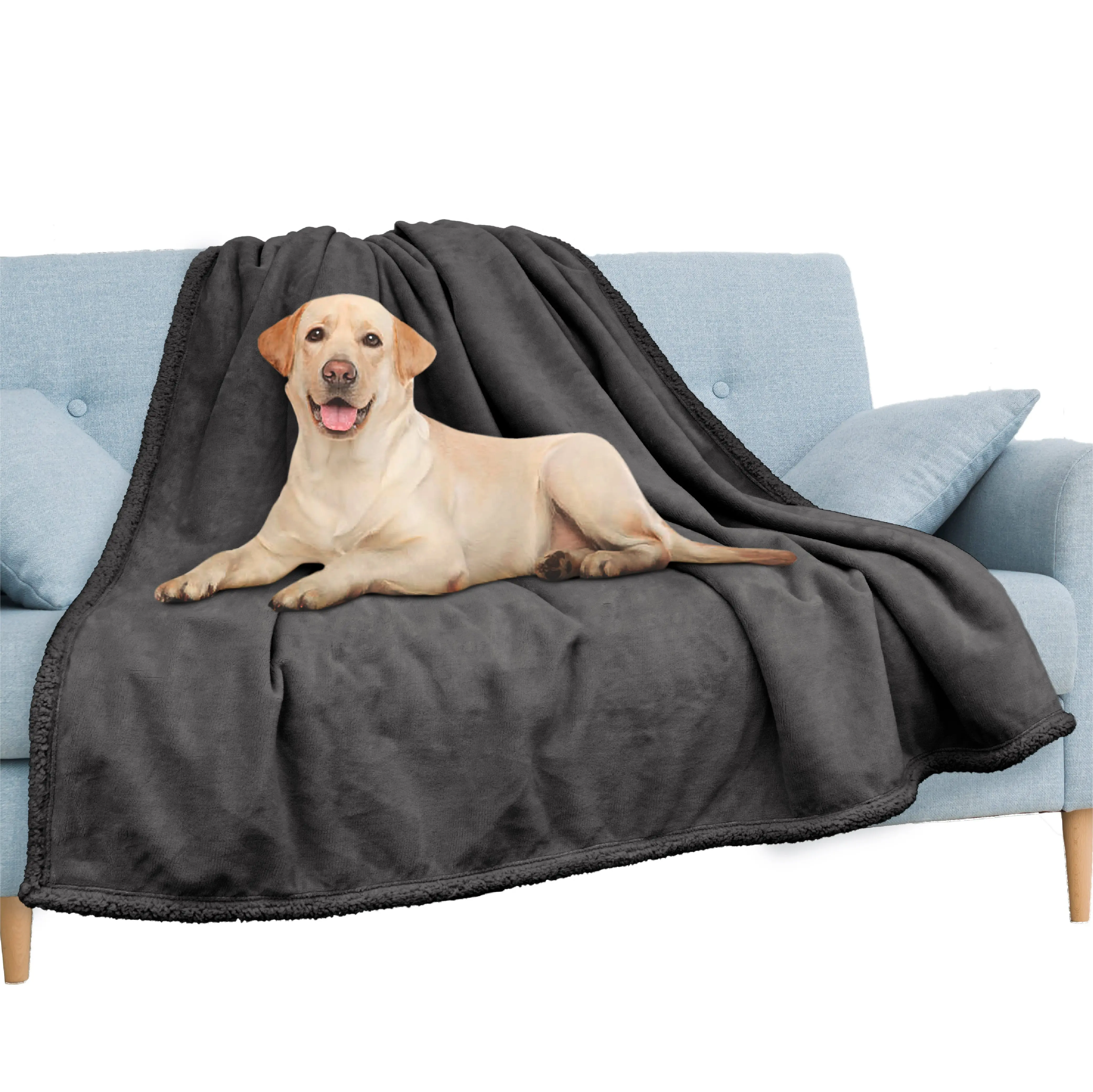 PAVILIA Waterproof Blanket for Couch Sofa, Waterproof Dog Blanket for Large Dog Puppy Cat, Pet Blanket Protector, Plush Soft Warm Fuzzy Sherpa Blanket Bed Throw