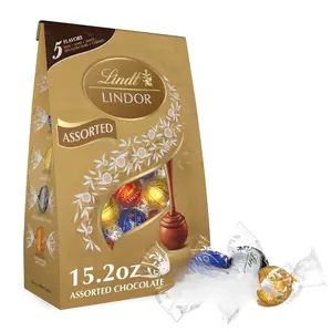 LINDOR Assorted Chocolate Candy Truffles, Chocolate with Smooth, Melting Truffle Center, 15.2 oz. Bag