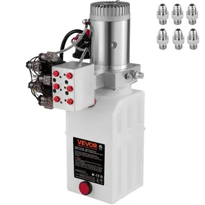 VEVOR Hydraulic Pump, 6 Quart/1.5 Gal Double Acting Dump Trailer Pump DC 12V, 3200 PSI Max Relief Pressure, Electric Hydraulic Power Unit for Dump Trailer Car Lifting (with 6pcs SAE #6 Connectors)VEVOR Super Brand Day