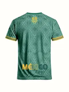 Mexican Eagle Aztec Totem Football T-Shirt - Dark Green Vintage Fan Commemorative Short-Sleeved Outdoor Training Casual Multi-Functional Top & Suitable for Football Matches, Training, Team Sports, Daily Casual Wear