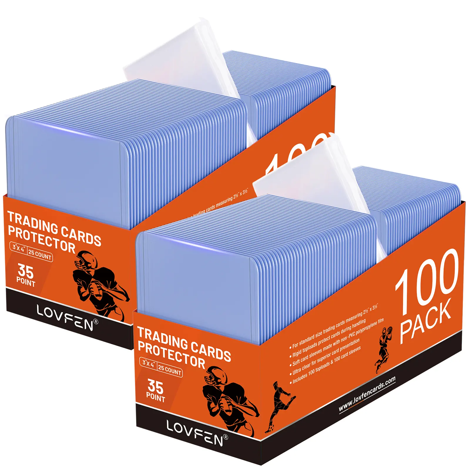 LOVFEN 200CT Top Loads Card Sleeves Kits For 3" X 4" Trading Cards, Baseball Card Protectors, Trading Card Sleeves Hard Plastic Fit For Baseball, Football Cards (200 Top Loads + 200 Soft Sleeves) Easter Gift summerwins
