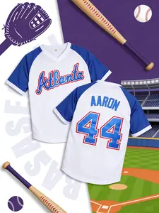 Baseball 44 Sports Jersey, Quick-Dry Short Sleeve, High-Quality Experience, Custom Field Style, Custom Name Jersey, Casual Loose Fit, Spring & Fall
