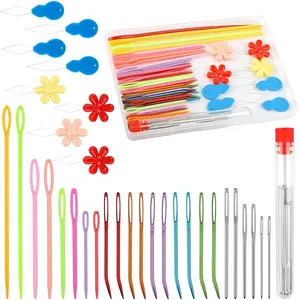 60 PCS Yarn Needle Kit Including Bent Tapestry Needle 3 Sizes Weaving Needle Darning Needles for Yarn Knitting Needles with Needle Threaders for Sewing and Crochet Supplies