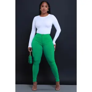 Super Swank High Waist Stretchy Jeans - Kelly Green Limited Color