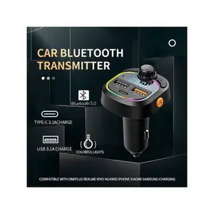 Wireless Car MP3 Player FM Transmitter, Dual USB Fast Charger with Type-C Port, One-Click Hands-Free Call, 3 USB Ports Car Charger & Audio Receiver, Multi-Function Car Charger, Supports MP3 Player & USB Flash Drive, Travel Wireless Fast Charging Adapter,