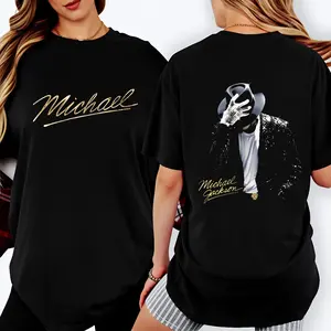 100 Percent Cotton Casual Streetwear Style T-Shirt Michael Jackson Dance Pose And Signature Design Summer Wear Gift For Music Fans And Fashion Lovers #   Michael Jackson #   Jaafar Jackson #   biopic #   music legend