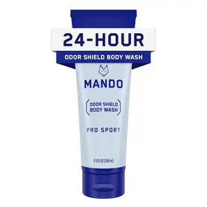 Mando Odor Shield Body Wash - 24 Hour Control - Removes Odor Better than Soap - SLS and Paraben Free, Skin Safe - 8.5 Ounce (Pro Sport)