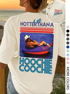 Women's Vintage Round Neck Graphic Tee, Casual Fashion Comfy Hotter Thananaa Letter Print Short Sleeve T-Shirt for Daily Wear, Ladies Clothes for All Seasons, Top