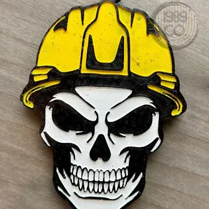 Skull with hard hat car freshie