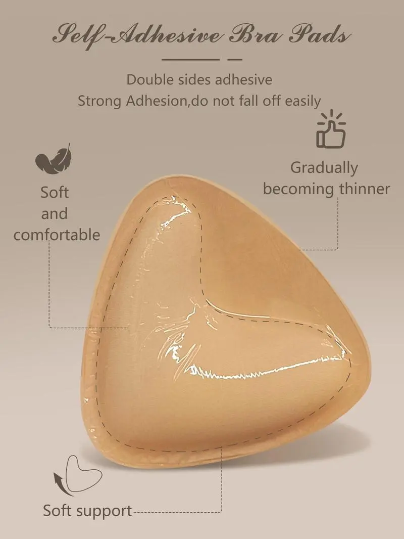 Women's Polyester Push-Up Bra Insert Pads - Removable, No-Closure, Double-Sided Adhesive Sticky Accessories with Soft Support, Fits Swimsuit Tops, Strapless Sports Bras, Lift-Up Or Push-In