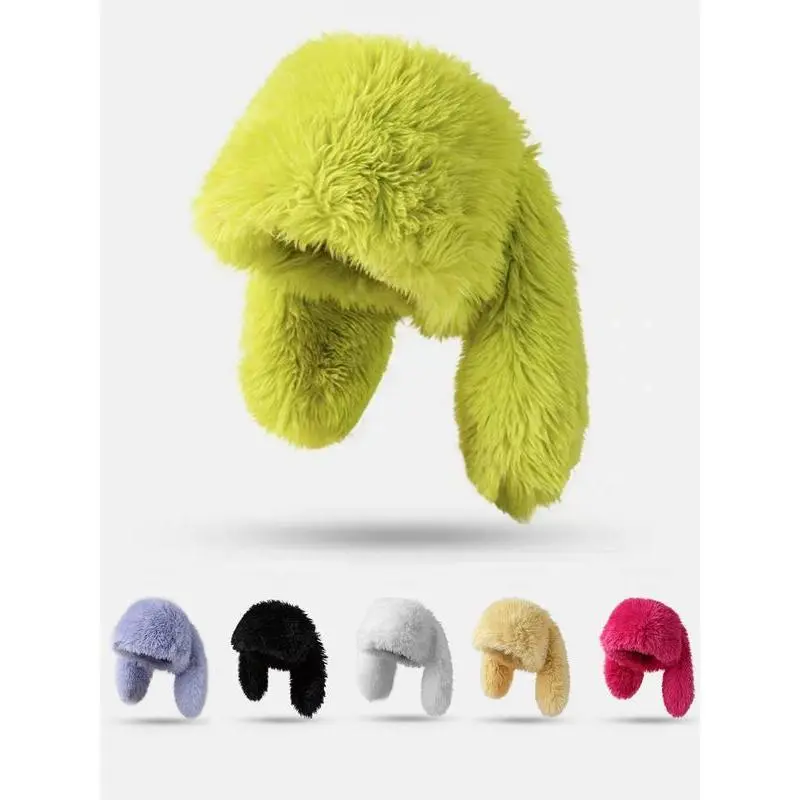 Unisex 2026 Thick Warm Plush Funny Bunny Fisherman Hat - Long Unique-Shaped Ears, 1-Size-Fits-All, Year-Round Fashion Street Accessory for Photoshoots, Parties, Funny Bunny Hat, Bunny Head Hats
