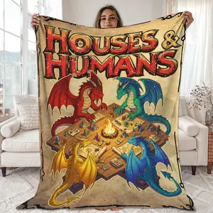 Dungeons And Dragons DnD Fleece Blanket Gift For Gamer, Houses and Humans D&D Blanket, Board Game Throw Blanket For Bed Coach, Sofa The best Gifts For Home Party Holiday Decor Birthday Anniversary Holiday Christmas Halloween