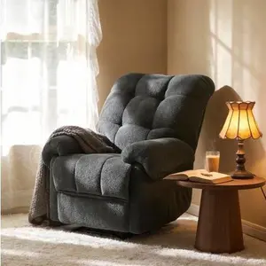 Overstuffed Push Back Recliner Chair for Living Room, Padded Fabric Manual Reclining Armchair with Footrest, Ergonomic Lounge Chair for Small Spaces, Home Theater Seating & Reading (Dark Gray)