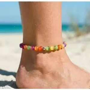 Bohemian Rainbow UV Color-Changing Beaded Collarbone Chain - Colorful Statement, Witchy Boho Jewelry, Cute Dopamine Fashion Accessory for Girlfriends (Convertible to Bracelet/Anklet Gift), Colorful Statement Necklaces, Witchy Boho Necklaces