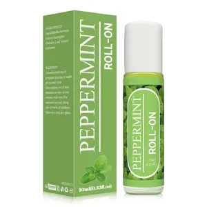 Peppermint Essential Oil Roller Ball, Natural Diluted Blend, Aromatherapy, Relieves Nausea, Motion Sickness, Energizes, Work, Massage, 10ML