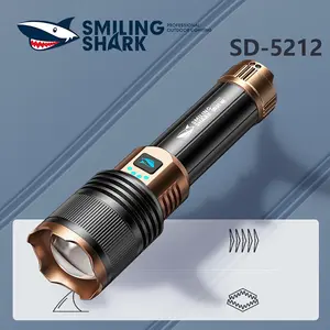 【SD-5212】SmilingShark Multi-functional Flashlight, made of aluminum alloy, equipped with a 26800 battery, multiple function adjustments, battery level display, meets daily use needs.