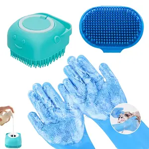 PawSpa 4PCS Dog Washing Gloves & Pet Bath Brush Grooming Set with Paw Protectors, Manual Pet Grooming & Bath Accessories
