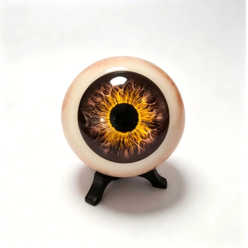 6cm(2.36in) Hand-Painted Modern 3D Ultra-Realistic Spooky Multicolor Monster Eyeball Resin Pupil Figurine with Base, Alien Decor, Halloween Ideas, for Desk & Escape Room Decor (Figurines & Miniatures)