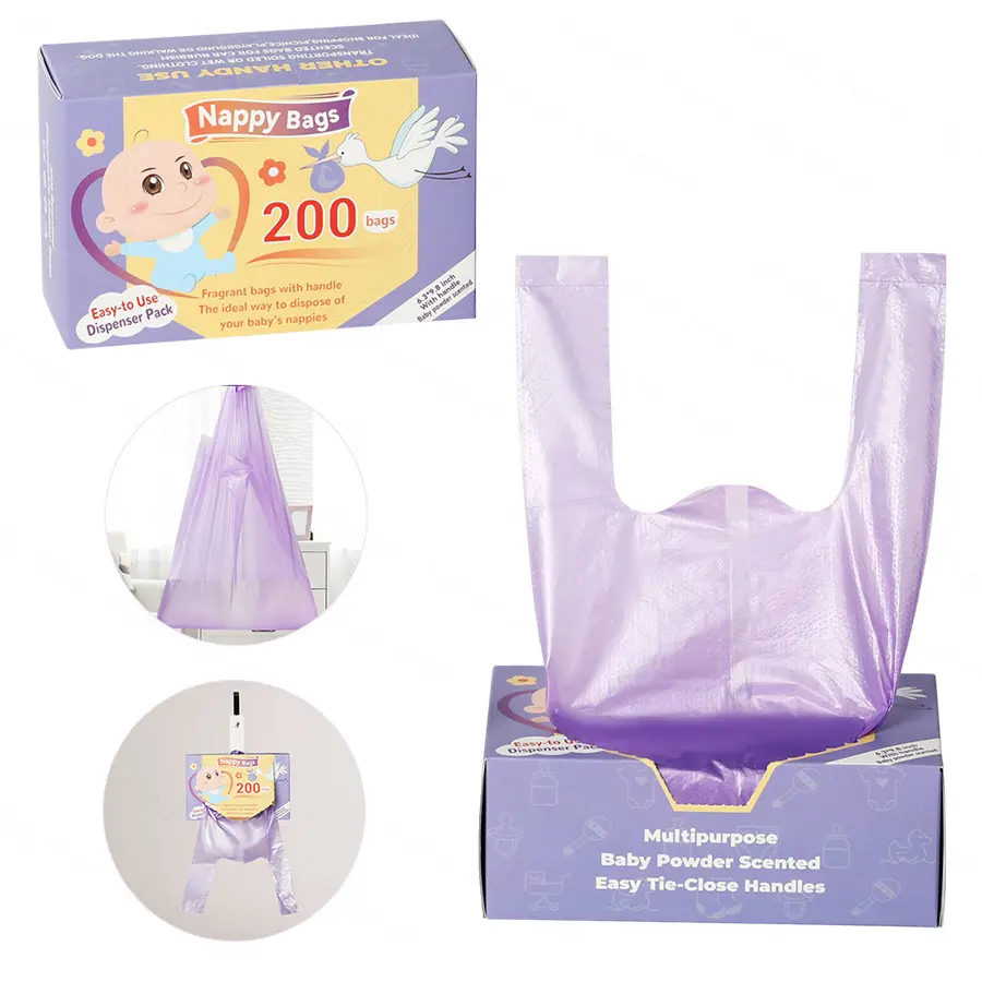 200pcs Portable Scented Diaper Wet Waste Bags, Sturdy Trash Bags, Versatile Collection Bags for Newborn Diapers, Eco-Friendly and Convenient Disposal, Durable Trash Bag
