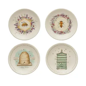 Individual Bee Themed Stoneware Plates - 4 styles