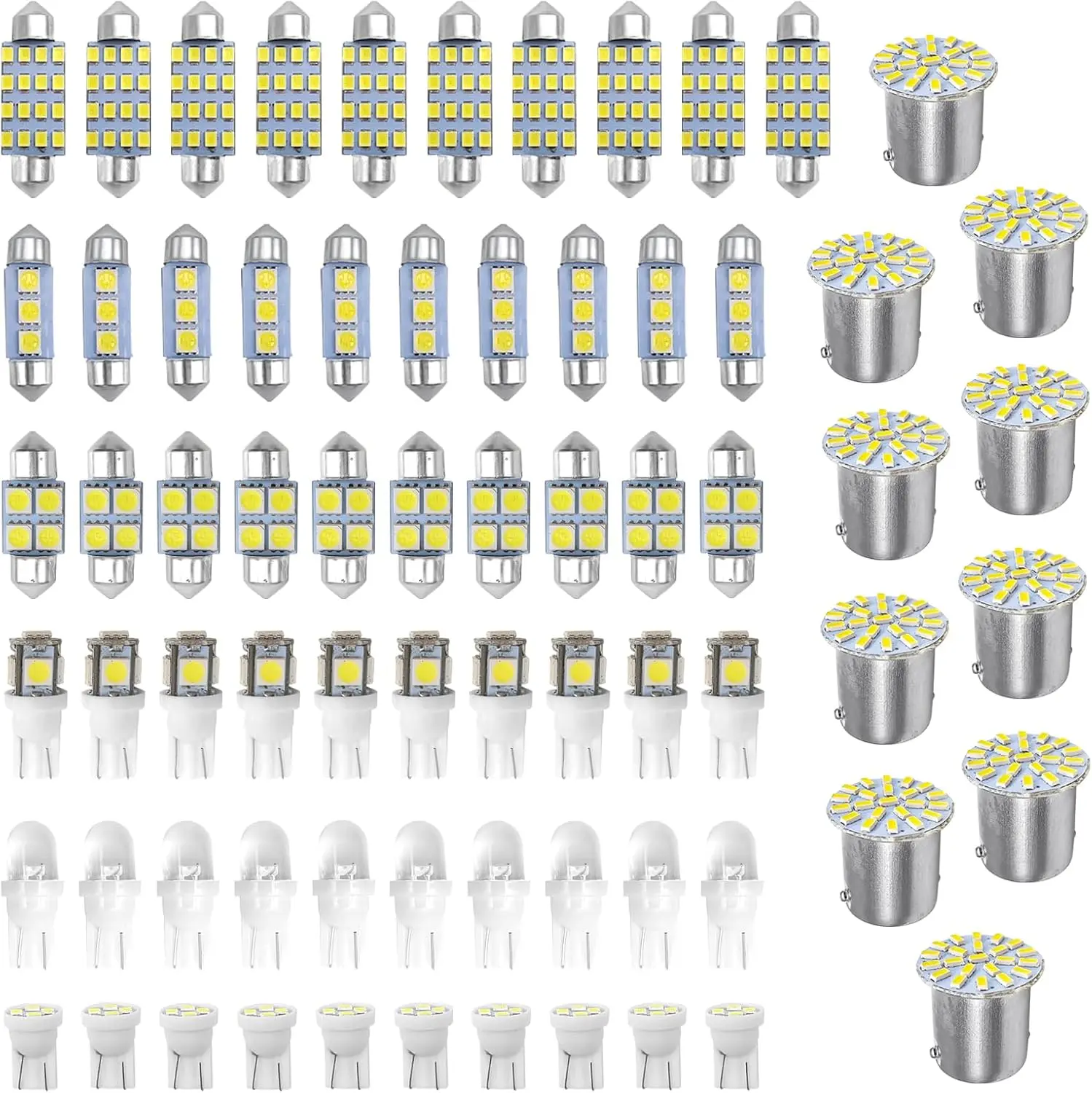 70 Pieces LED Car Interior Lights Bulb Kit - LED Dome Light 31 mm 36 mm 41 mm T10 for Car Interiors Map Dome Trunk Cargo Door Courtesy License Plate Light White