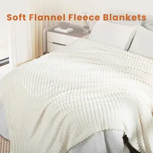 【VALUXE】 Soft & Cozy Striped Flannel Fleece Blanket – Fluffy Home Throw for Cozy Nights, Home Decor & Christmas Gift Ideas