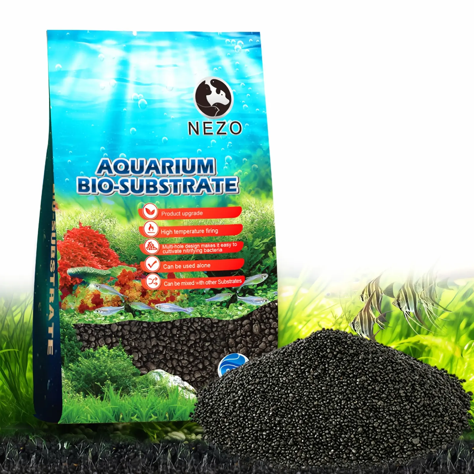 NEZO Aquarium Bio Substrate Gravel, Plant And Shrimp Stratum for Fish Tank, 7 Lbs/21Lbs