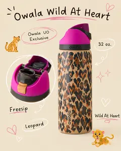 [Special Bonus Gift Included] Owala Wild At Heart 32oz FreeSip Water Bottle – Owala 24oz 30oz 32oz Collection, Limited Edition Insulated Leak Proof Stainless Steel Tumbler for Gym Travel & Outdoor